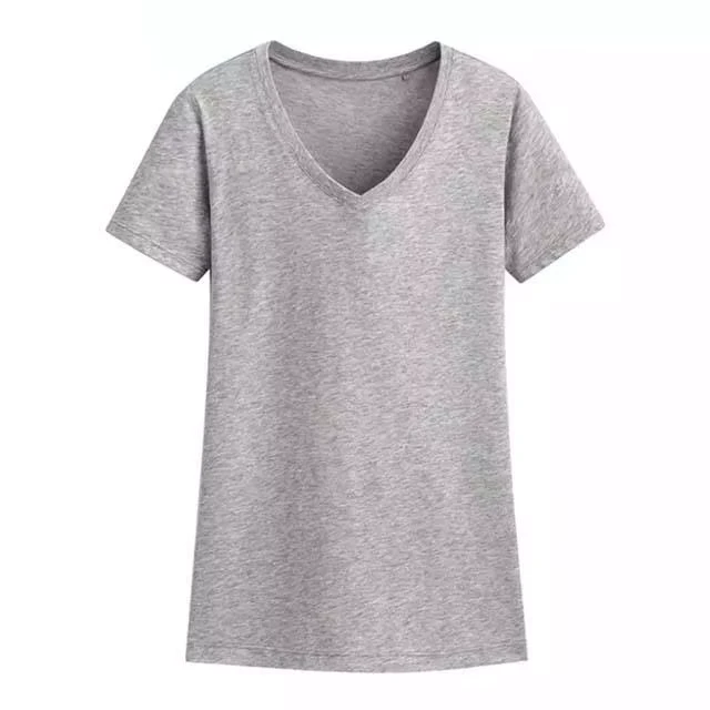 CHINEE-Front-Shoulder-V-neck-Regular-Fit-Short-sleeved-T-shirt-Women-Summer-Patchwork-Design-Basic-Style-Versatile-Slimming-Solid-Color