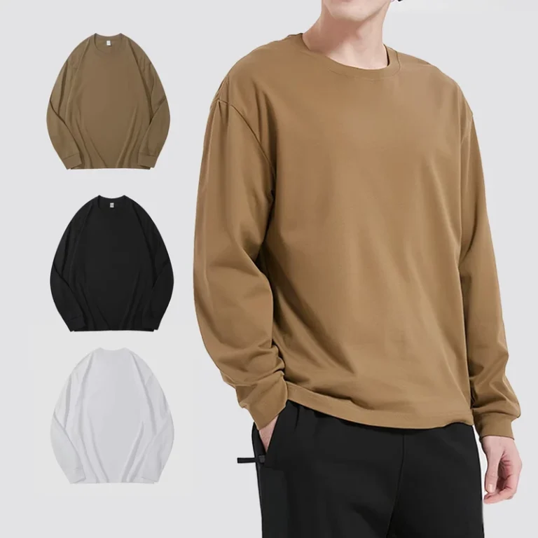 CHINEE-Full-Sleeve-t-Shirt-for-Men-Mens-Plus-Size-T-shirt-100-Cotton-260GSM-Long-Sleeve-Sweatshirt
