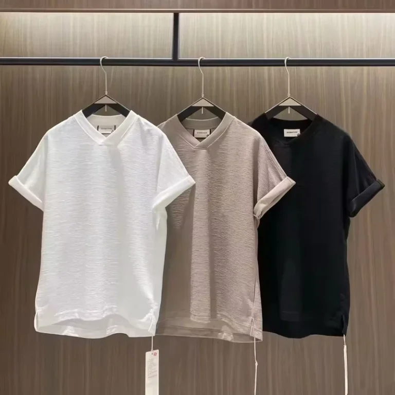 CHINEE-Good-Quality-New-Fabric-batwing-Sleeve-Loose-Fit-V-neck-Breathable-Blank-Plain-Custom-Puff-Print-t-Shirt-for-Men