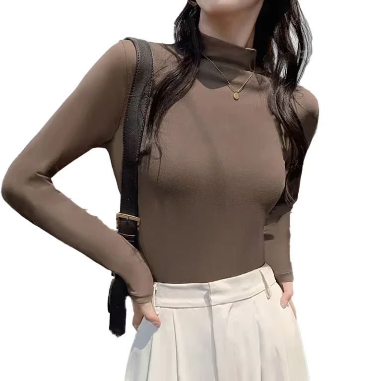 CHINEE-Half-Turtleneck-Base-Shirt-Slim-fit-Long-sleeved-Tops-Versatile-T-shirt-for-Women