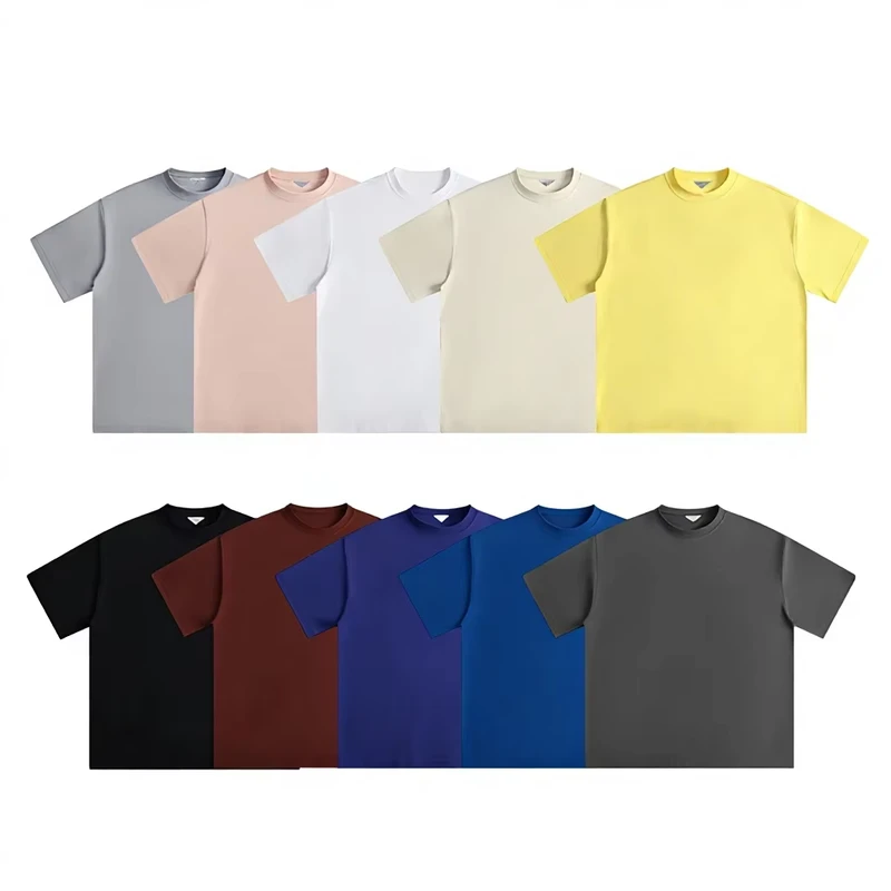 CHINEE-Heavy-Double-Yarn-260G-Sorona-Moisture-wicking-Solid-Color-Short-Sleeve-T-shirt-Crew-Neck-Drop-Shoulder-Large-Size-Mens-Womens