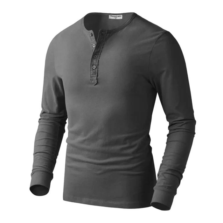 CHINEE-Henley-Collar-Design-V-Neck-With-Button-Blank-100-Cotton-Mens-Casual-Full-Long-Sleeve-t-Shirt-for-Men-OEM-ODM