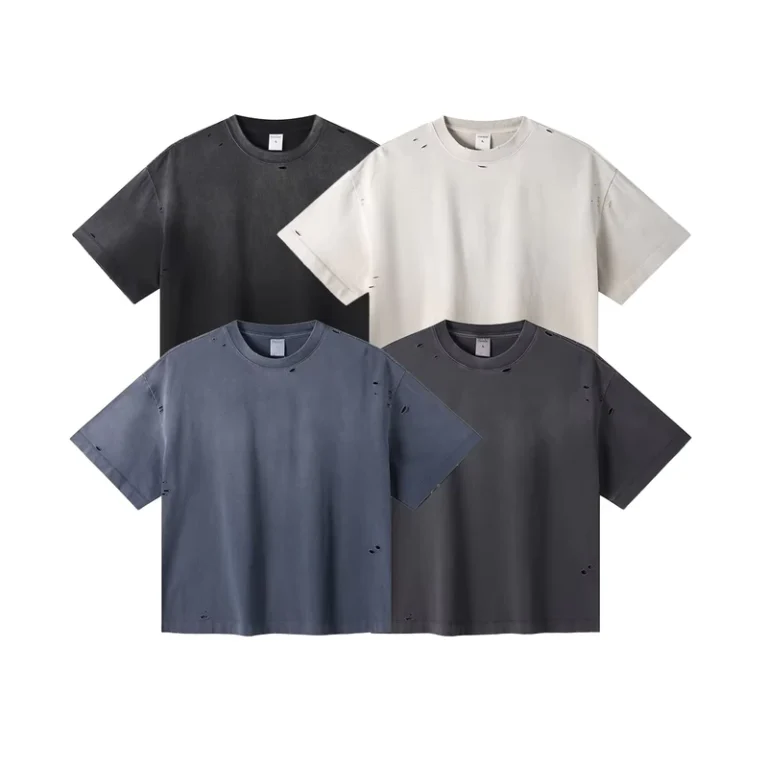 CHINEE-High-Quality-100-Cotton-Distressed-Enzyme-Washed-T-shirt-Custom-Streetwear-Sun-Fading-Boxy-T-Shirt-Vintage-T-shirt-Retro-Tee