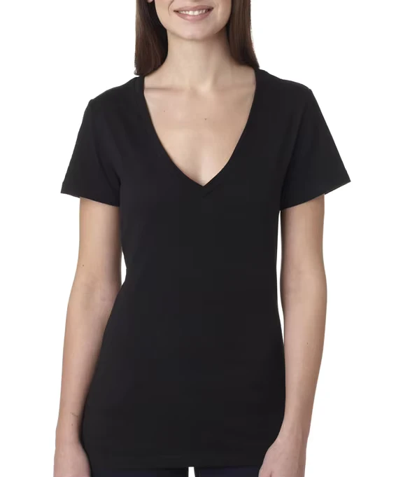 CHINEE-High-Quality-100-Cotton-Ladies-V-Neck-Plain-T-Shirts-with-Printing