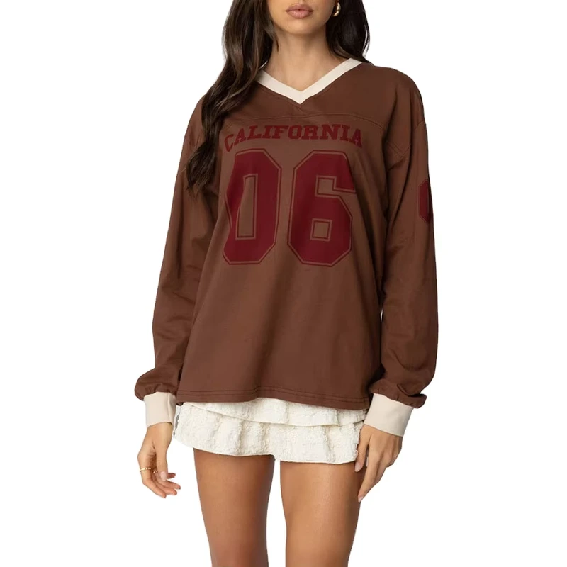 CHINEE-High-Quality-100-Cotton-Oversized-V-Neck-Long-Sleeve-T-Shirt-Custom-Print-Spring-Autumn-Contrast-Breathable-Casual-Wear
