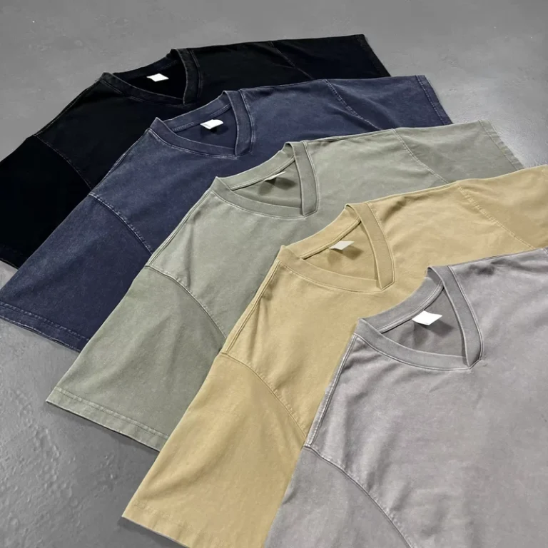 CHINEE-High-Quality-100-Cotton-Plus-Size-250GSM-Acid-Wash-T-shirt-Customize-Printing-logo-Plain-v-Neck-T-shirt-Unisex