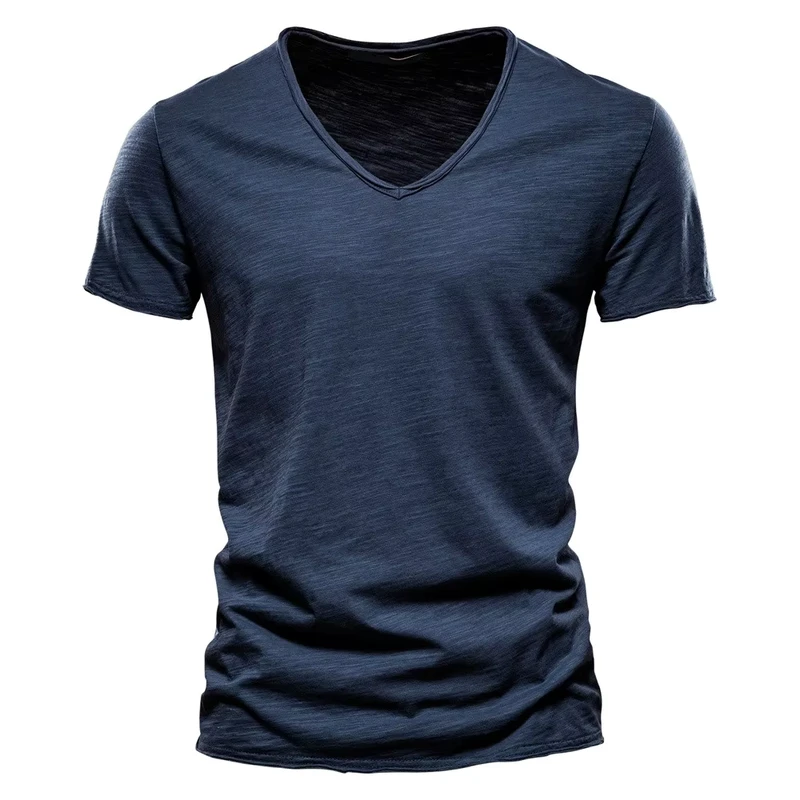 CHINEE-High-Quality-100-Cotton-v-Collar-t-Shirt-Plain-High-Quality-T-shirts-Deep-v-Neck-t-Shirts-for-Men-v-Collar-t-Shirt