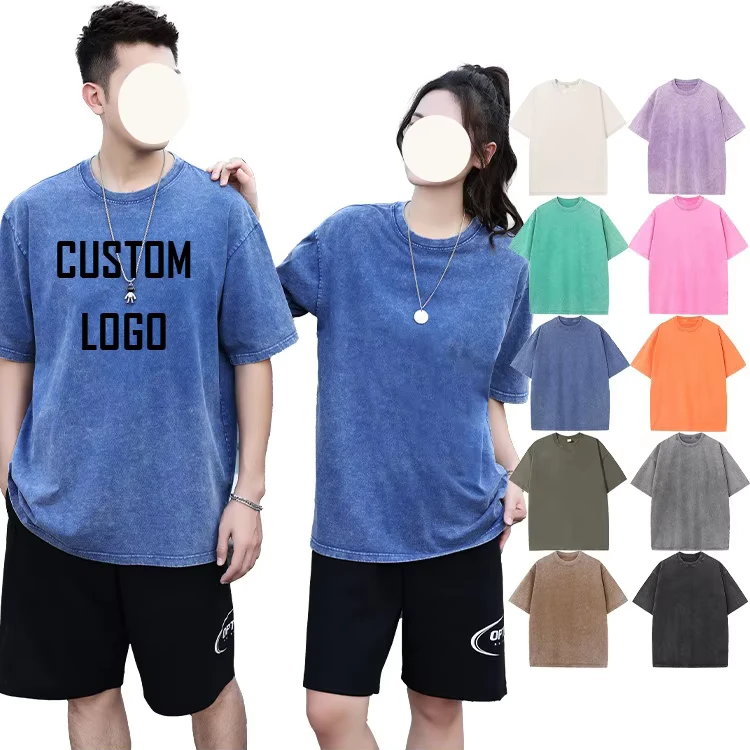CHINEE-High-Quality-230gsm-100-Cotton-T-Shirt-Summer-Oversize-Custom-Logo-Half-Sleeve-Washed-Vintage-Crew-Neck-T-Shirt-for-Unisex