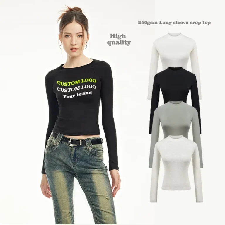 CHINEE-High-Quality-250-GSM-Comfortable-O-neck-Womens-T-shirts-Spice-Girls-Crop-Top-Long-Slim-Fit-Sleeve-T-shirt-Custom-logo-DTG-Print