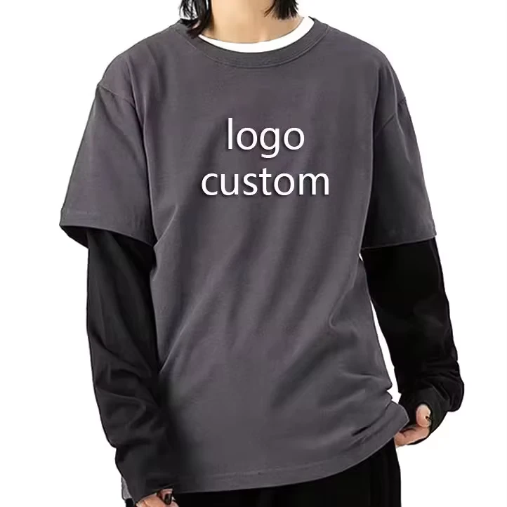 CHINEE-High-Quality-Casual-Unisex-2-in-1-Custom-Blank-Double-Layer-Long-Sleeve-T-Shirt