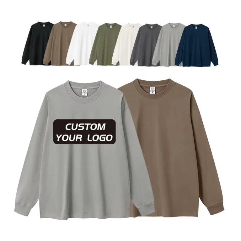 CHINEE-High-Quality-Custom-Logo-Cotton-Printed-Heavy-Weight-225-GSM-Mens-White-Long-Sleeve-T-Shirts