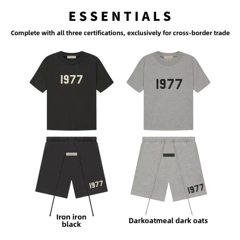 CHINEE-High-Quality-Essentials-1-1-Summer-Mens-Casual-Flock-Print-Tshirts-Short-Sleeve-T-Shirt-with-Street-Fashion-Shorts-Sets