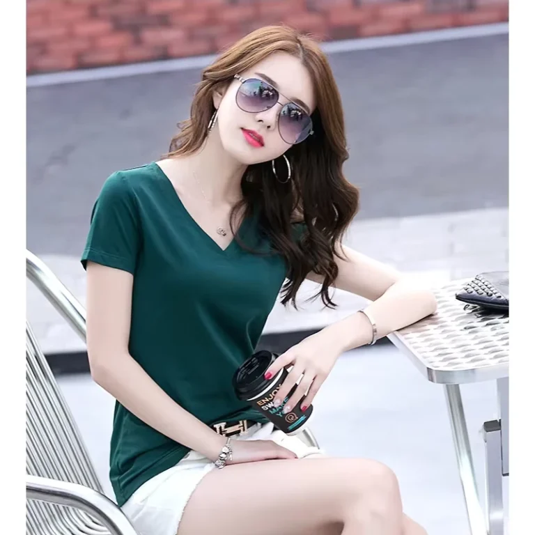 CHINEE-High-Quality-Fashion-Fitness-V-COLLAR-100-Cotton-Short-Sleeve-Women-T-Shirt-Printing-Custom-Women-T-Shirt