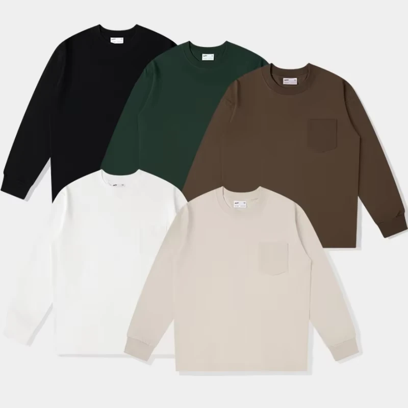 CHINEE-High-Quality-MenS-Cotton-Long-Sleeve-T-Shirt-With-Pocket-Trendy-Casual-Loose-Fit-Blank-Design-Custom-T-Shirt