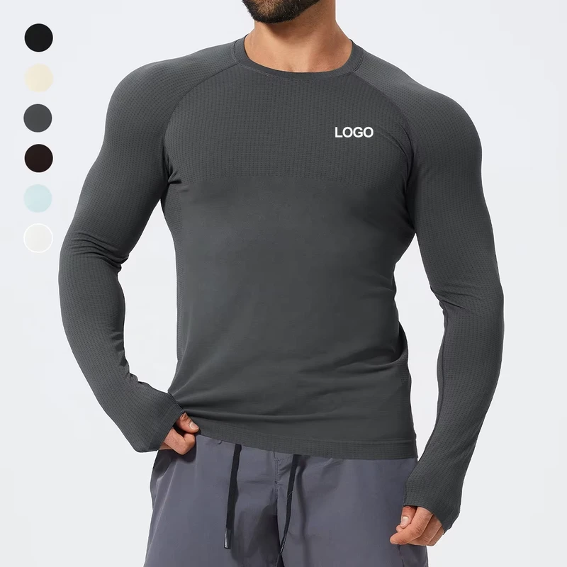 CHINEE-High-Quality-Mens-Seamless-Compression-Long-Sleeve-T-Shirt-Athletic-Base-Layer-Quick-Dry-Workout-Shirts-Sports-Running-Tops