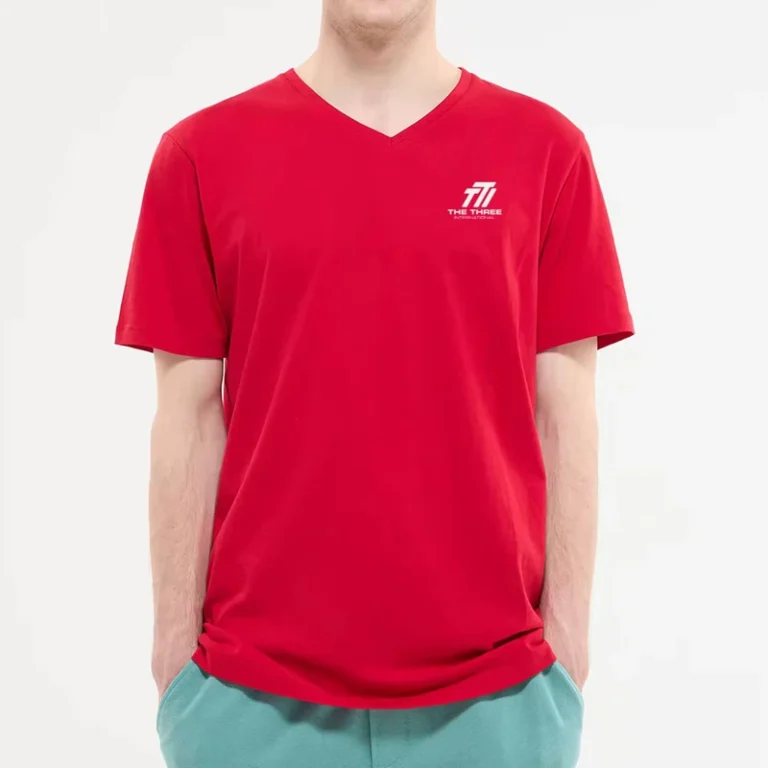 CHINEE-High-Quality-Mens-V-Neck-T-Shirt-Solid-Color-100-Cotton-Breathable-Quick-Dry-Casual-Adult