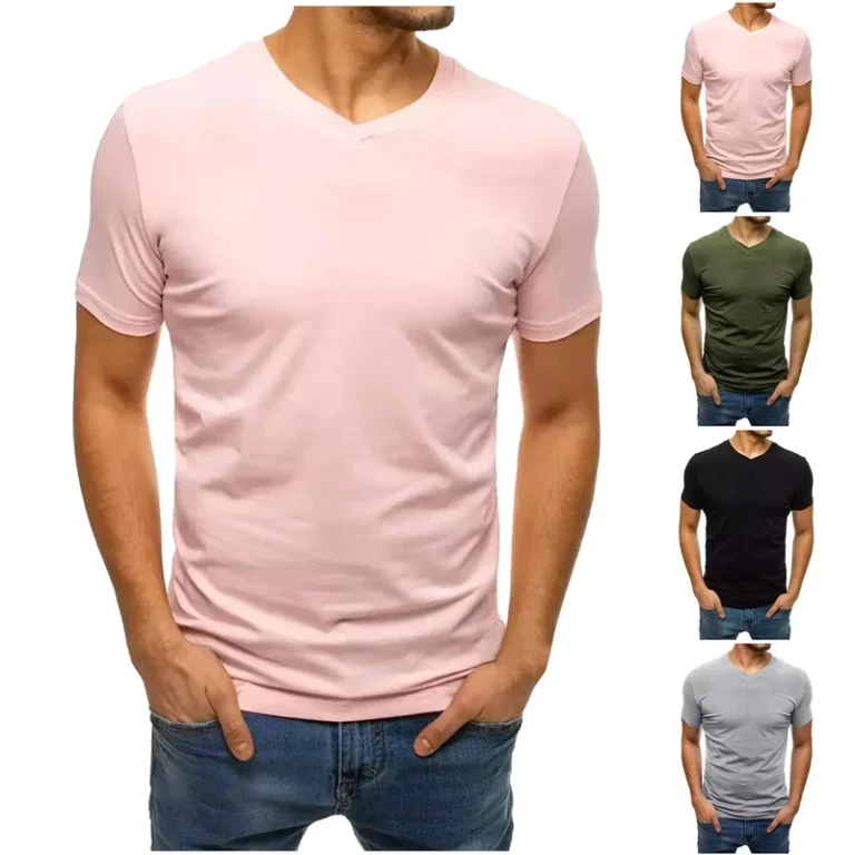 CHINEE-High-Quality-New-Style-Fashion-Designer-Mens-Solid-V-neck-Regular-Fit-100-Cotton-T-shirt-Trendy-Casual-Sports-Streetwear