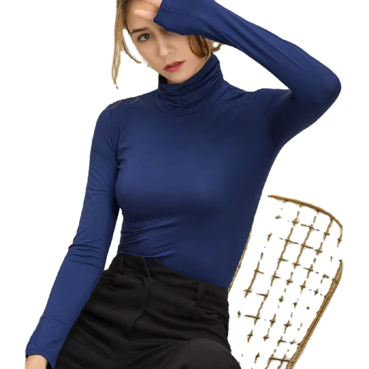 CHINEE-High-Quality-Slim-Fitness-Autumn-Casual-T-Shirt-High-Neck-T-Shirt-for-Women-Multi-Color-Women-Long-Sleeve-T-Shirt