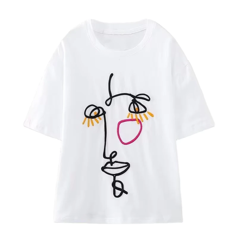 CHINEE-High-Quality-Womens-Fashion-Printed-T-Shirt-Soft-Breathable-Casual-Daily-Wear-Top