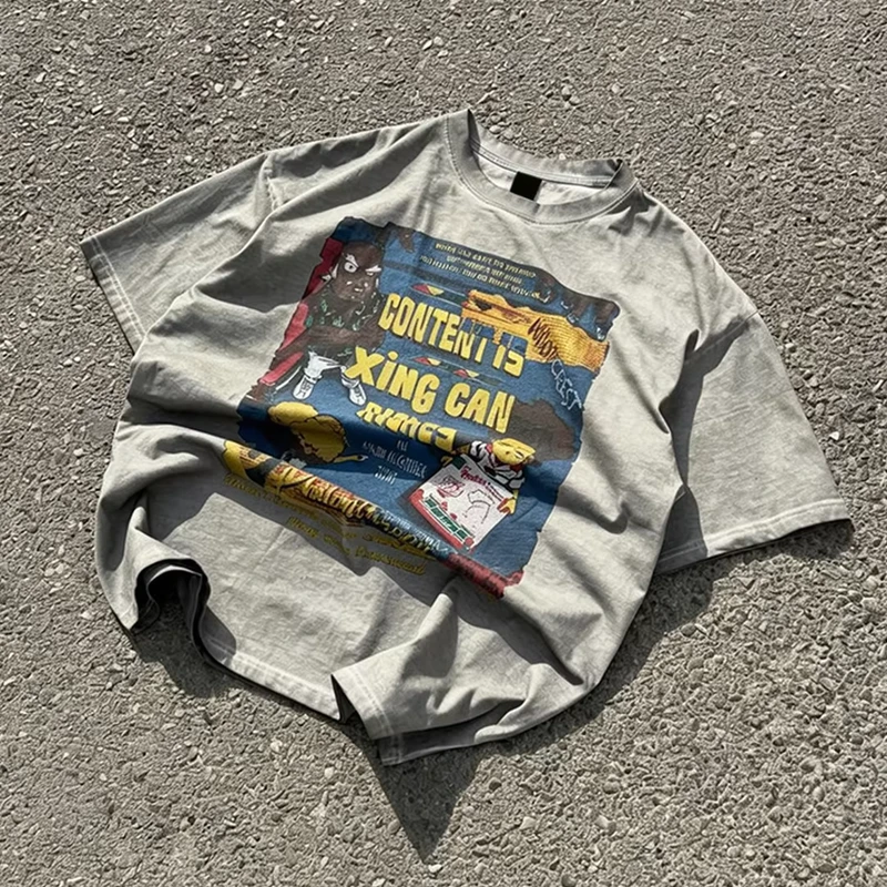 CHINEE-High-end-Custom-Mens-100-Cotton-Vintage-Crew-Neck-T-Shirt-Heavyweight-Retro-Street-Style-with-DTG-Digital-Print-1