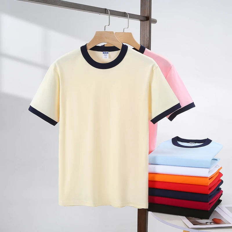 CHINEE-Hipster-200gsm-100-Cotton-Color-blocked-Crew-Neck-Loose-Summer-Formal-T-Shirt-Personalized-Design-Music-Festival-Wear-Unisex