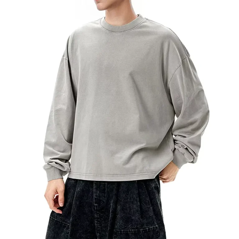 CHINEE-In-Stock-Ready-to-Ship-Streetwear-Blank-Vintage-Acid-Wash-Distressed-Cropped-Long-Sleeve-T-Shirt-Men