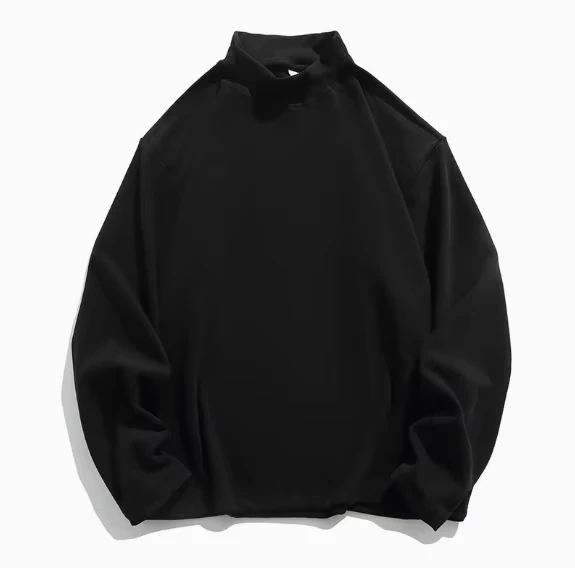 CHINEE-Japanese-Style-Trendy-Casual-Autumn-Turtleneck-Velour-Long-Sleeve-100-Cotton-Regular-Fit-T-shirt