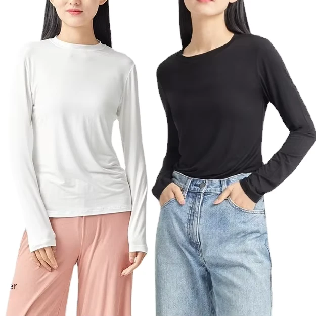 CHINEE-Japanese-Youke-Silk-Bottoming-Shirt-Womens-Modal-Thin-Half-Turtleneck-Long-Sleeve-T-Shirt-Breathable-Solid