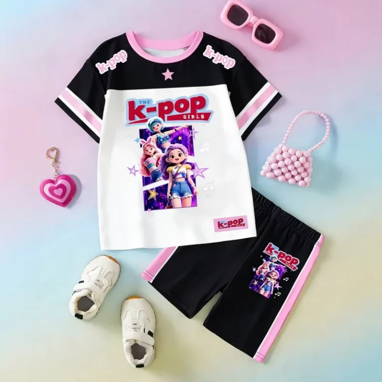 CHINEE-K-pop-Girls-Casual-Two-Piece-Set-Color-Block-Breathable-Soft-Shell-School-Uniform-T-shirt-Shorts-Summer-Sporty-Fashion