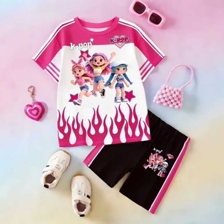 CHINEE-K-pop-Girls-Casual-Two-Piece-Set-Color-Block-School-Uniform-T-shirt-Shorts-Breathable-Soft-Shell-Fabric-Summer-Sporty-Fashion