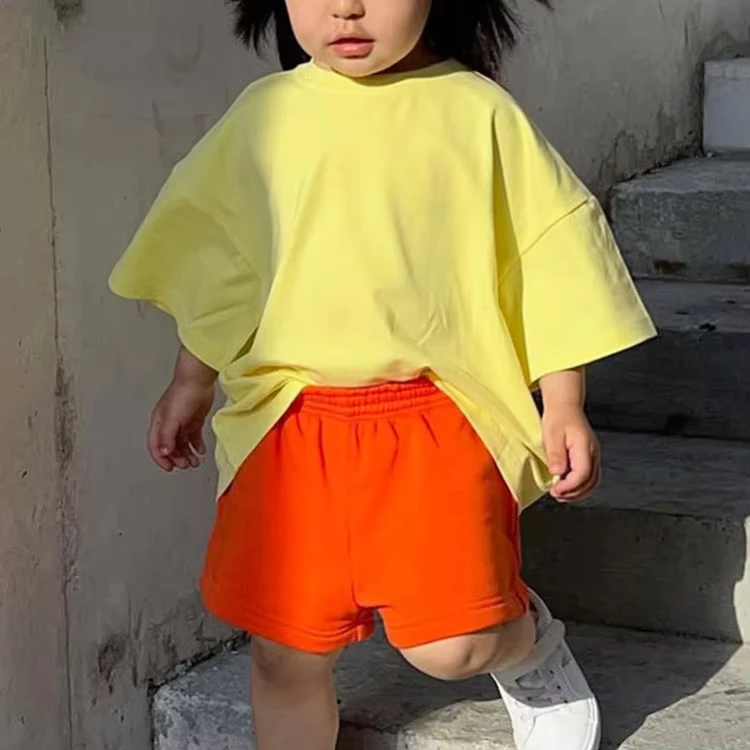 CHINEE-Kids-Clothes-Custom-Summer-Baby-Cotton-Clothing-Sets-Custom-Print-Girls-Short-Sleeve-Oversized-T-Shirt-and-Shorts-Two-Piece-Set