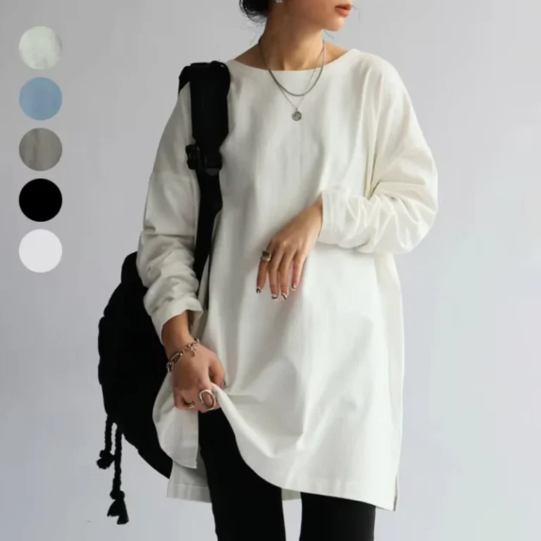 CHINEE-Korean-Japanese-Style-Autumn-Cotton-Oversized-Long-Sleeve-Crew-Neck-Crop-Top-Loose-Casual-T-Shirt-Women-Blouse-Daily-Wear