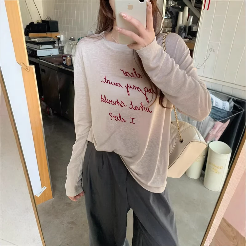 CHINEE-LEA-HK9711-Long-Sleeved-T-shirt-Spring-New-Style-Old-Money-Style-Lazy-Bottom-Shirt-Womens-T-shirt