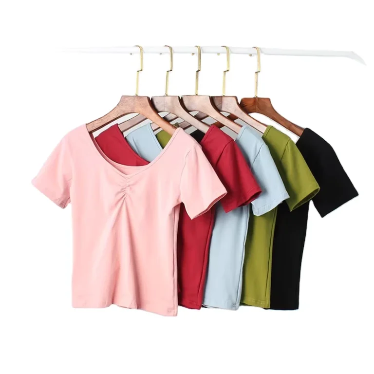 CHINEE-Ladies-Blank-Tee-T-Shirts-Cotton-V-Neck-T-Shirt-Women