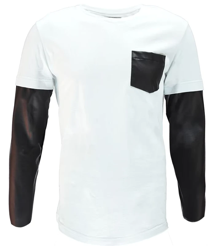 CHINEE-Leather-Sleeve-Long-Sleeve-t-Shirts-with-PU-Pocket