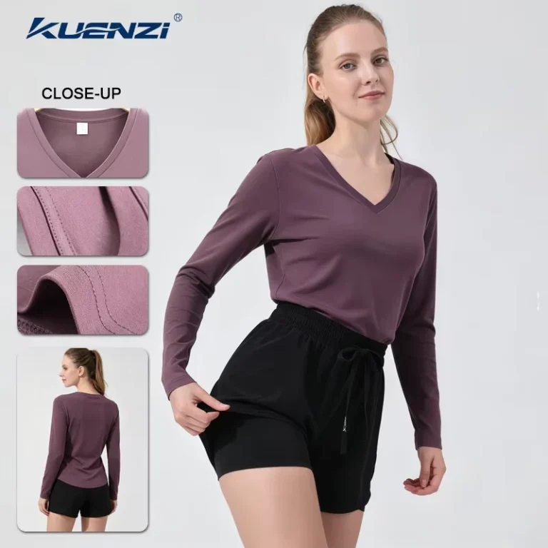 CHINEE-Liquid-Nitrogen-Mercerized-Cotton-V-Neck-Long-Sleeve-100-Cotton-190GSM-Heavyweight-Oversized-Women-T-Shirt-Tees