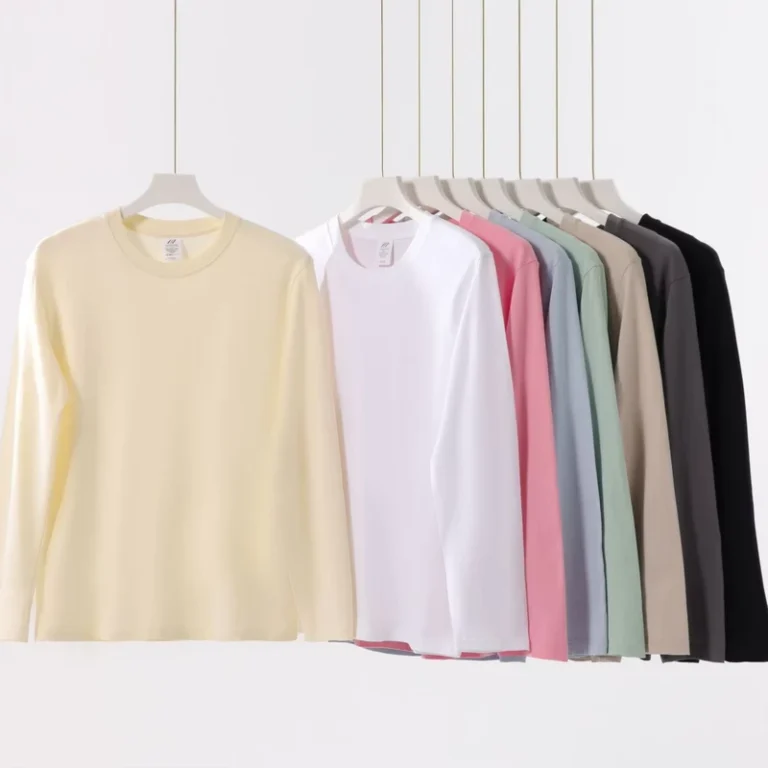 CHINEE-Long-Sleeve-Shirts-230g-Cotton-Loose-Round-Neck-Long-Sleeve-T-shirt-for-Men-and-Women-Spring-Shirts