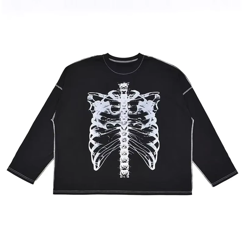 CHINEE-Long-Sleeved-Round-Neck-Tee-White-Black-Colors-Premium-T-Shirt-with-Cartoon-Design-Pictures-Custom-Big-Size-Tshirt