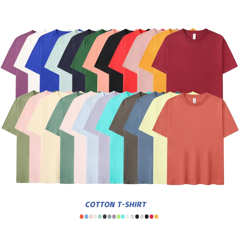 CHINEE-Loose-Heavyweight-100-Cotton-Pure-Color-High-Quality-Custom-Blank-Round-Neck-Puff-Print-Personalized-T-shirts-for-Men