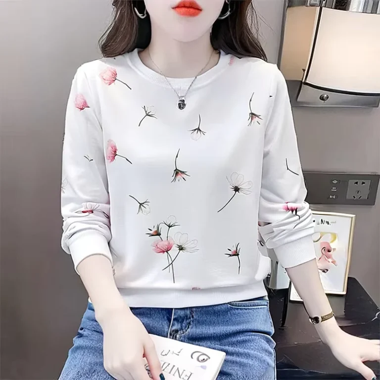 CHINEE-Loose-Long-Sleeved-T-shirt-Round-Neck-Casual-Womens-T-shirt-Printed-Fashionable-Womens-Upper-Clothing