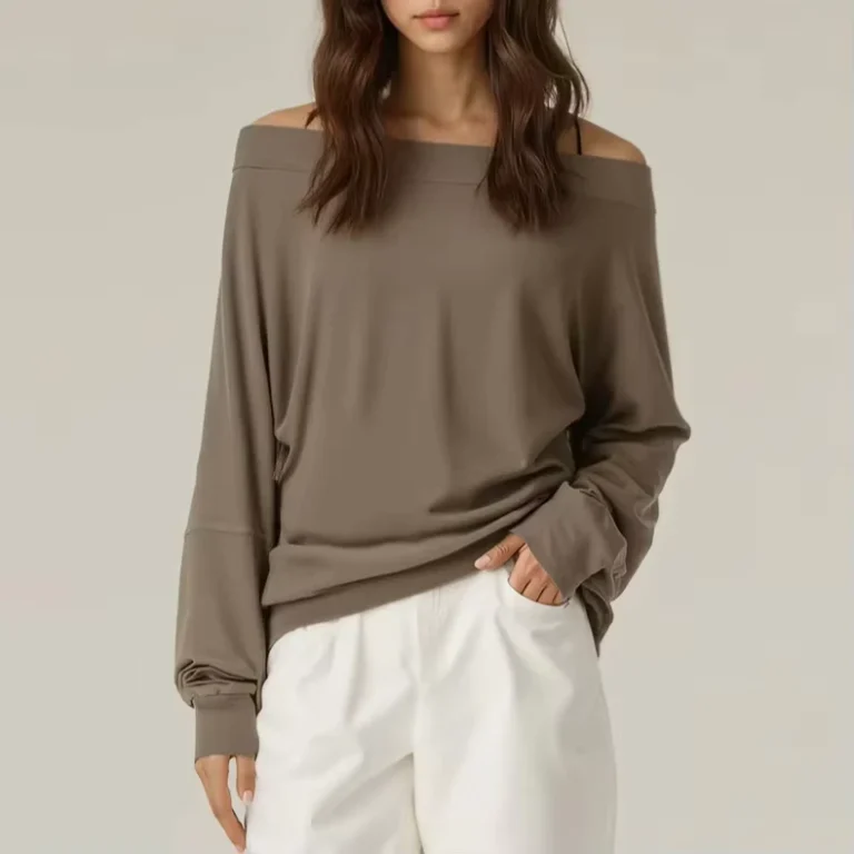 CHINEE-Manufacturer-Custom-Modal-Off-Shoulder-V-neck-Long-Sleeve-Breathable-Formal-Waist-Tight-Slimming-T-Shirt-Spring-New-Base