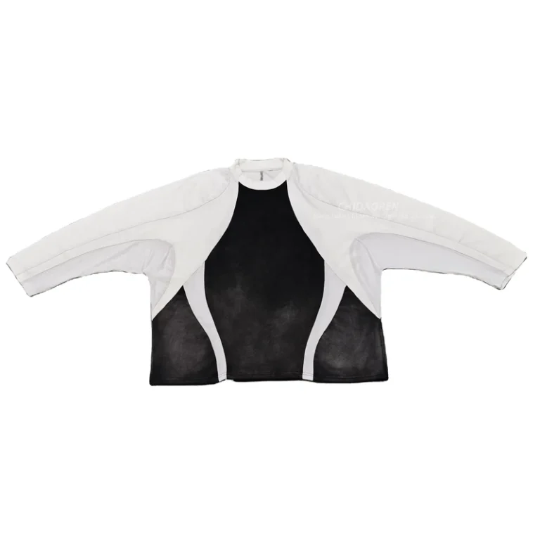 CHINEE-Manufacturer-Custom-Vintage-Wash-Streetwear-Mesh-Patchwork-Men-Mock-Neck-Oversized-Long-Sleeve-T-shirt