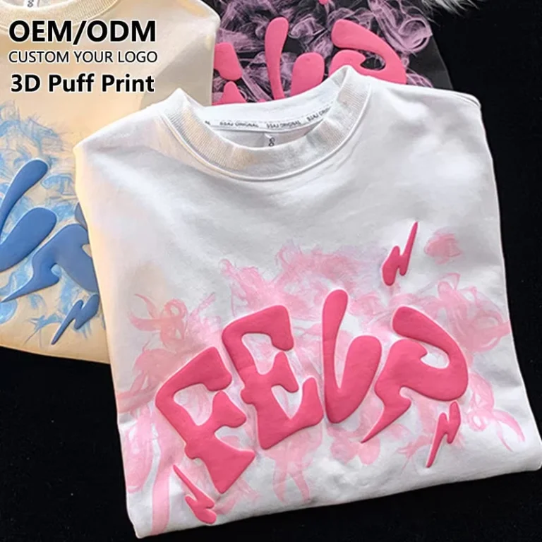 CHINEE-Manufacturer-Plain-Tshirt-Heavy-Weight-Cotton-Homme-Tee-T-shirt-Custom-Graphic-Oversized-3D-Puff-Print-T-Shirt-for-Men