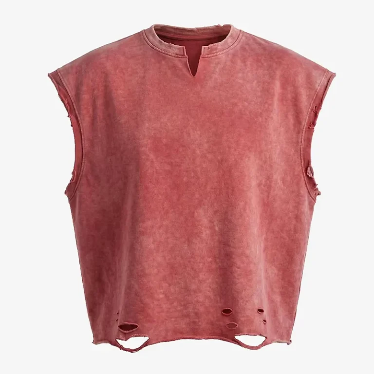 CHINEE-Men-Acid-Wash-Sleeveless-Shirt-Vintage-Distressed-Hem-V-Neck-250G-Cotton-Oversized-Streetwear-Custom-Apparel-Manufacturer