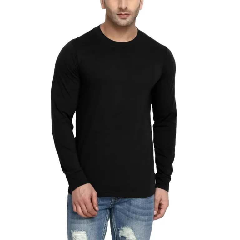 CHINEE-Men-Black-Cotton-Long-Sleeve-T-Shirt-Custom-Logo-Solid-Color-Round-Neck-Regular-Fit-Blank-T-Shirt