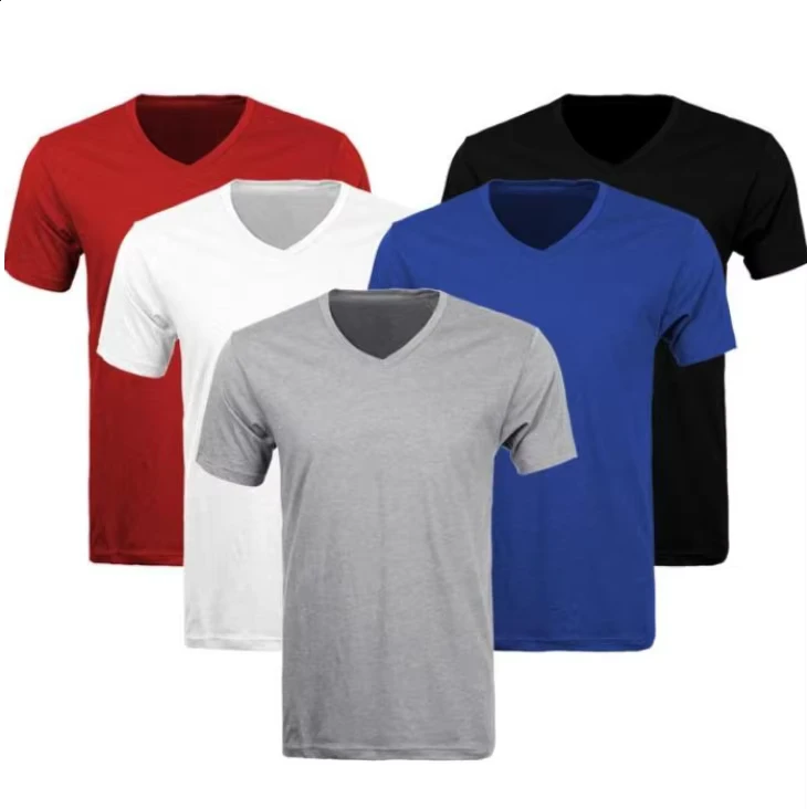 CHINEE-Men-V-Neck-Blank-Cotton-T-Shirt-V-Neck-T-Shirts-120g-for-Men-Crew-Fitness-Mens-T-shirts