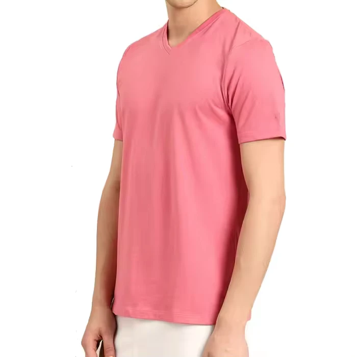 CHINEE-Men-V-neck-T-Shirt-Solid-Color-Plain-Short-Sleeve-Men-V-Neck-T-Shirts-Short-Sleeve-100-Cotton-Blank