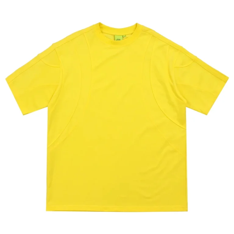 CHINEE-Men-Yellow-Crew-Neck-Short-Sleeve-T-Shirt-Breathable-Sports-Streetwear-Tee-with-Panel-Design-Full-Cotton-OEM