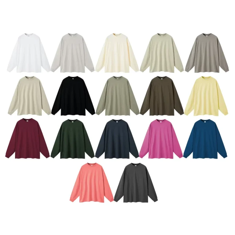 CHINEE-Mens-100-Cotton-Oversized-Long-Sleeve-T-Shirt-6-Colors-345GSM-Drop-Shoulder-High-Street-Style-Printed-Embroidered-Autumn