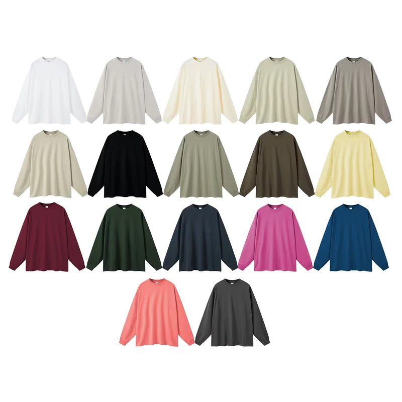 CHINEE-Mens-100-Cotton-Oversized-Long-Sleeve-T-Shirt-6-Colors-345GSM-Drop-Shoulder-High-Street-Style-Printed-Embroidered-Autumn